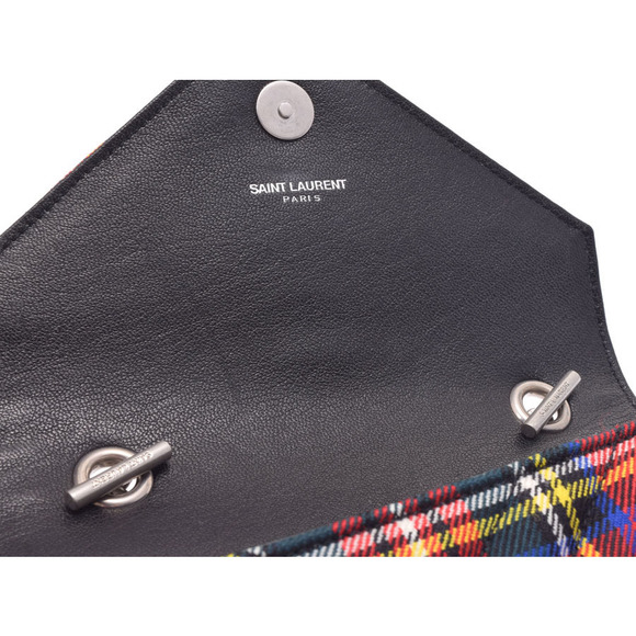 Saint Laurent Punk Check Shoulder Tartan Bag Baby Chain Red - Picture 8 of 12